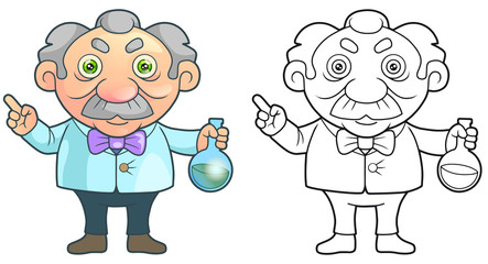 cartoon scientist made a great invention

