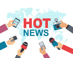 Hot news, mass media, journalism concept