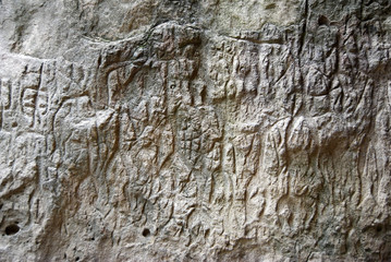 Prehistoric rock carvings (petroglyph) in Gobustan, Azerbaijan 