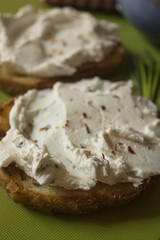 Cheese spread on bread