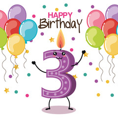 happy birthday card with candle number vector illustration design