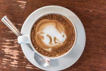 Hot Latte Art coffee in coffee shop