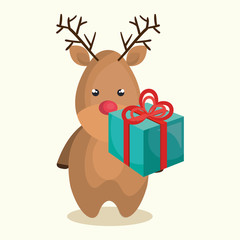 reindeer animal christmas icon vector illustration design