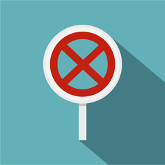 Fototapeta premium Clearway sign icon. Flat illustration of clearway sign vector icon for web isolated on baby blue background