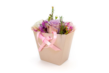 Bouquet of flowers in a gift box