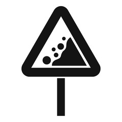 Falling rocks warning traffic sign icon. Simple illustration of falling rocks warning traffic sign vector icon for web