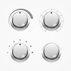 Set of regulator buttons, isolated on white, vector