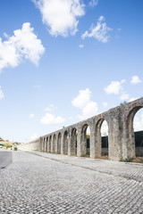 Fototapeta na wymiar This 3km long aqueduct was built in the 16th century in Obidos in Extremadura Portugual.