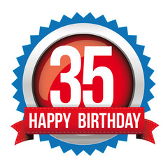 Thirty five years happy birthday badge ribbon