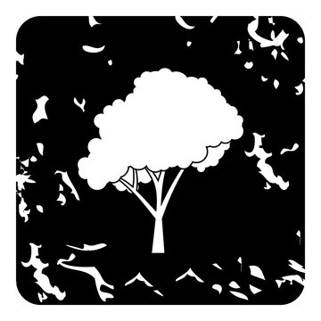 Tree with fluffy crown icon. Grunge illustration of tree vector icon for web design