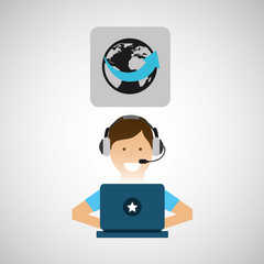 delivery service concept call center worldwide vector illustration