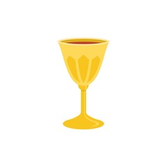 holy grail icon, chalice with red wine illustration, flat design
