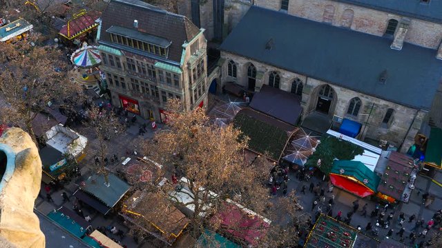 Top view of christmas market Dortmund, Germany