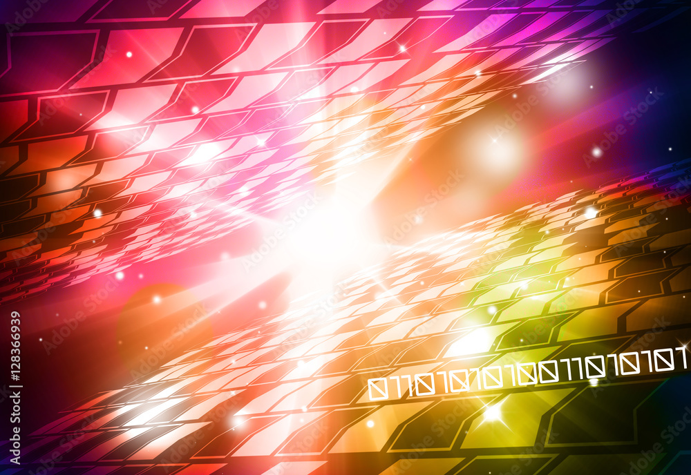 Wall mural technology background colorful and abstract digital hi-tech circle.copy space.