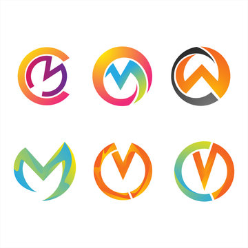 Circle Letter Multiply Shadow Colorful Logo