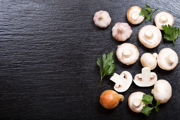 Fresh champignon mushrooms