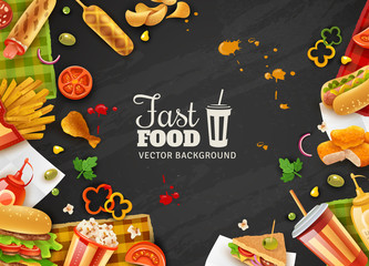 Fast Food Black Background Poster 