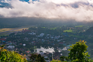 Country city aerial view with beautiful cloud above