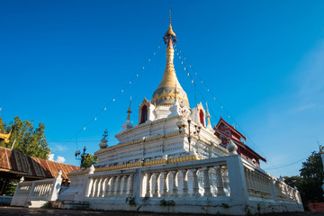 Golden white stupa temple in Thailand