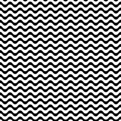 Vector seamless pattern, horizontal wavy lines, smooth bends. Simple monochrome black & white texture. Abstract endless background. Design element for prints, decoration, textile, digital, furniture