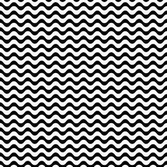 Vector seamless pattern, horizontal wavy lines, smooth bends. Simple monochrome black & white texture. Abstract endless background. Design element for prints, decoration, textile, digital, furniture