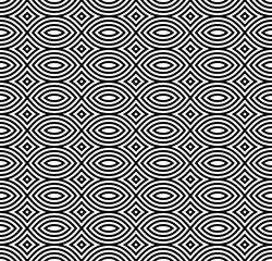 Obraz premium Vector seamless pattern, black & white geometric repeat texture. Simple monochrome abstract mosaic background. Design element for prints, decoration, textile, fabric, digital, web, package, stationery