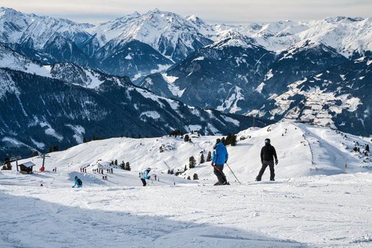 Mountain ski slope in Alps