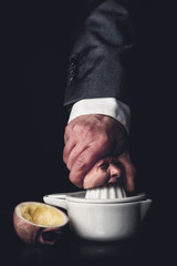Businessman suppresses an employee