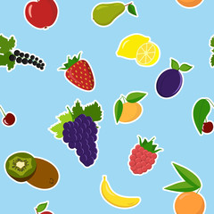 Background of colorful cartoon fruit icons
