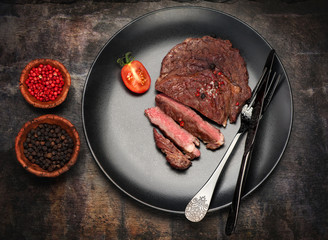  Beef Steak Ribeye on stone background