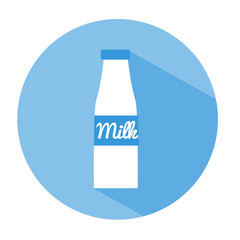 Milk bottle flat vector icon with long shadow