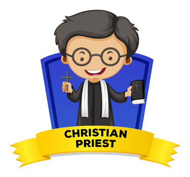 Label design with christian priest