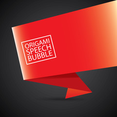 vector red christmas origami speech bubble banner