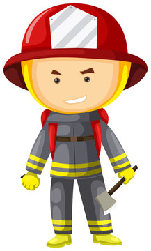Fire fighter in protection suit