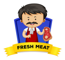 Wordcard with word fresh meat