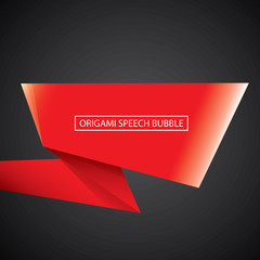 vector red christmas origami speech bubble banner