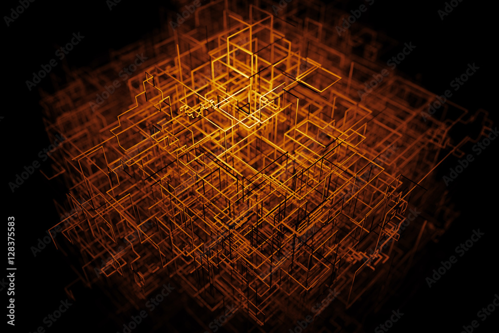 Poster 3d rendering abstract background. digital lines. abstract technology lines. massive of orthogonal li