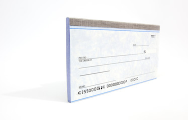 Perspective view of blank checks. Horizontal.