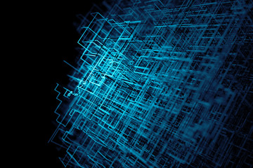 3d rendering abstract background. Digital Lines. Abstract technology Lines. Massive of orthogonal lines
