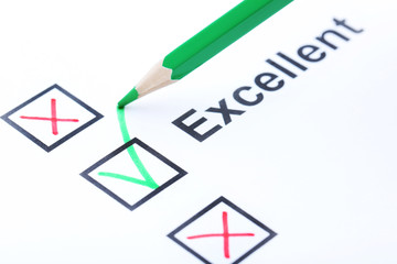 Check boxes on white paper