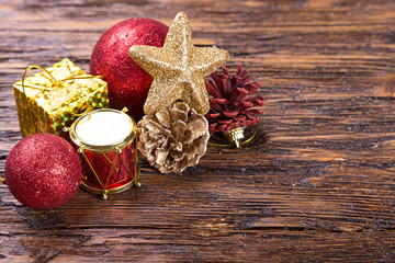 Christmas toy on a wooden background