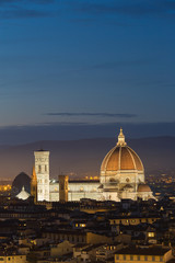 View of Florence Cathedral in evening from Piazzale Michelangelo