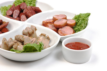chopped sausages