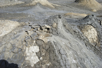 Cones of mud volcanoes in Gobustan, Azerbaijan.