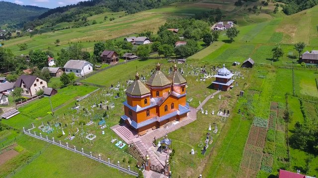 Flying around small Church on a Hill - Aerial Flight