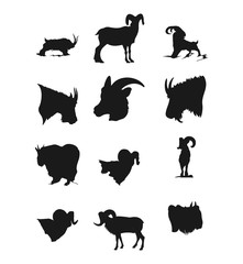 Goats Vector Silhouette Sets
