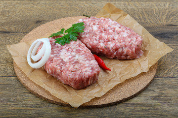 Raw burget cutlet