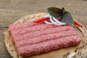 Raw sausages for grill