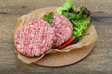 Raw burger cutlet