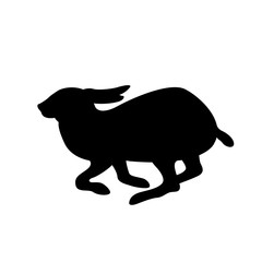 hare runs  vector illustration black silhouette